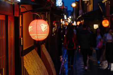 alley in the Ponto-cho district in the Kyoto old town at night