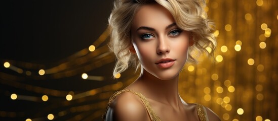 The young woman exuded pure happiness as she stepped into the luxurious party, her cute face adorned with flawless makeup and her eyes shimmering like yellow diamonds, captivating everyone's attention