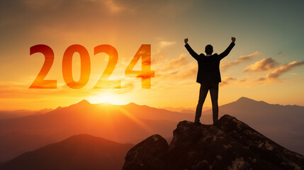 New year inspiration 2025 achievement success resolution improvement 2024 mountain years celebration conquer overcome person 2026 optimism positivity