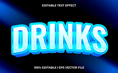 Drinks 3d text effect, editable text fot template headline