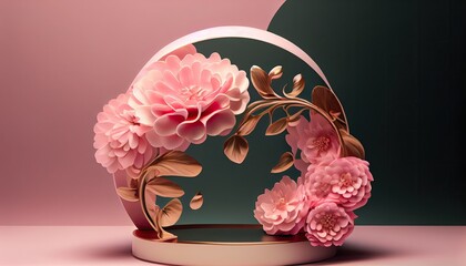 Abstract background Scene cosmetic Product Package Presentation pink flower Podium splay 3d rendering dais pastel corporate display geometry graphic idea inspiration inspired layout luxury minimal