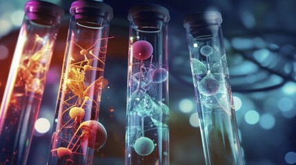 Synthetic biology advanced biotechnology innovative genetic engineering custom organisms futuristic - obrazy, fototapety, plakaty