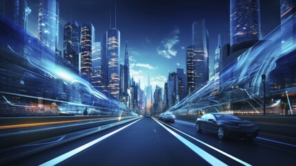 Fototapeta na wymiar Smart roads advanced technology innovative connected infrastructure vehicle communication futuristic