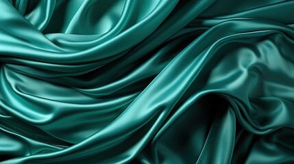 Vivid Green Satin Fabric with Delicate Wave Pattern