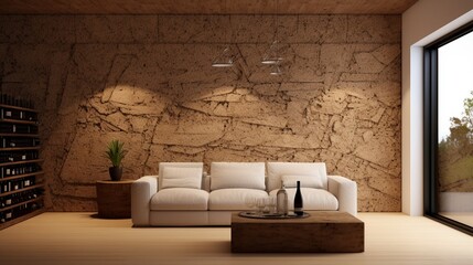 A wall with a unique cork texture, showcasing natural patterns