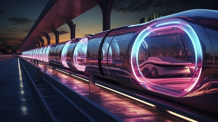 Hyperloop transportation vacuum tube travel high speed transit innovative technology futuristic