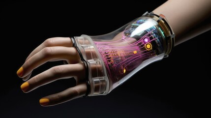 Electronic skin advanced healthcare innovative flexible sensors wearable technology futuristic - obrazy, fototapety, plakaty
