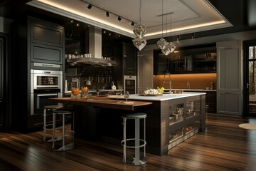 Functional Kitchen island interior. Home interior. Generate Ai