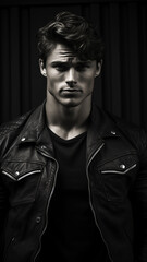 Obraz premium Closeup portrait of strong handsome man. a young man in a top