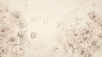 Fotobehang Wallpaper with a subtle, elegant floral pattern on a cream background © creative studio