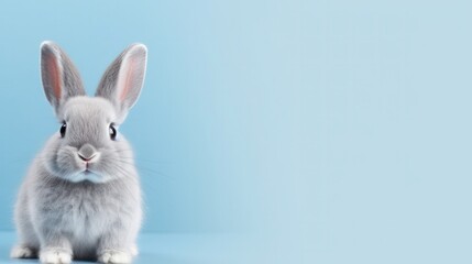 cute animal pet rabbit or bunny gray color smiling and laughing isolated with copy space for easter background, rabbit, animal, pet, cute, fur, ear, mammal, background, celebration, generate by AI