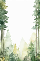 Watercolour Forest Winter Landscape Scenery