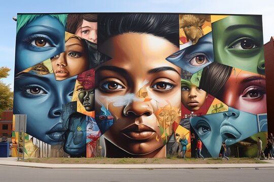 Empowering Education Art: A vivid street art piece featuring an influential education quote highlighted by bold, dynamic visuals, sparking inspiration and emphasizing learning's empowering nature
