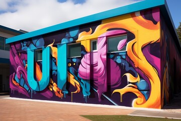 Empowering Education Art: A vivid street art piece featuring an influential education quote...