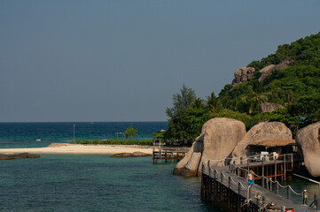 Koh Nang Yuan, Thailand. It is an island near Koh Tao. An island that tourists like to go diving.
