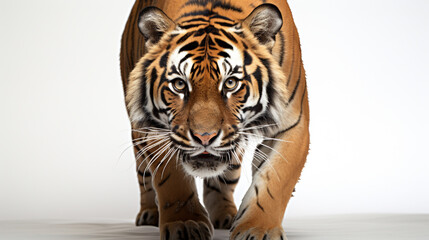 tiger on white background HD 8K wallpaper Stock Photographic Image 