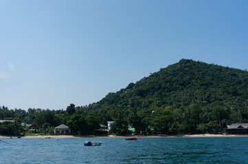 Tourists sailing in the middle of the sea at Koh Tao.