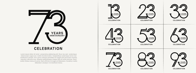 set of anniversary logotype black color for special celebration event