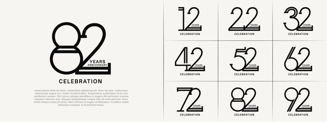 set of anniversary logotype black color for special celebration event
