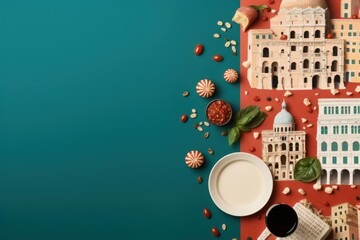 Italy day mockup banner. Love shape view. Generate Ai - obrazy, fototapety, plakaty