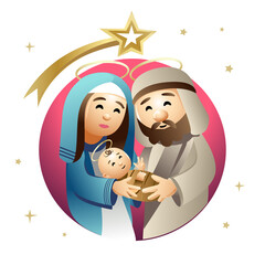 Holy family, Nativity Scene with Jose, Mary and baby Jesus.