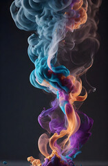 Obraz premium multi colored smoke isolated on dark background. ai generative