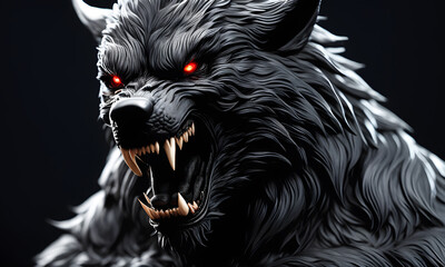Angry Werewolf Portrait Background Image Digital Render Banner Website Horror Poster Halloween Card Template