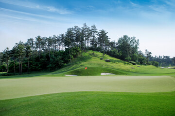 Fototapeta premium 골프, 골프장, 페어웨이, 벙커, 그린, 깃대