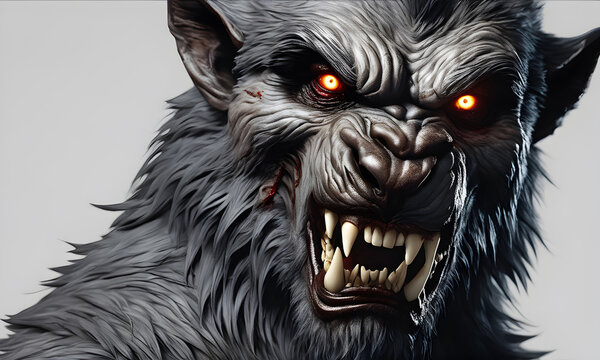 Zombie Werewolf Portrait Background Image Digital Render Banner Website Horror Poster Halloween Card Template
