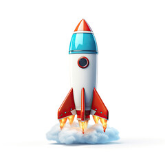 Space rocket flying toward the clouds believable rocket icon Having a successful company concept,
