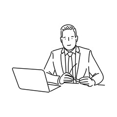 Line art businessman or professional worker man character icon vector illustration design