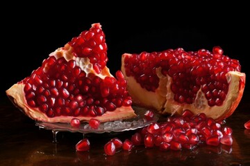 Juicy pomegranate slice. Top food fresh. Generate Ai