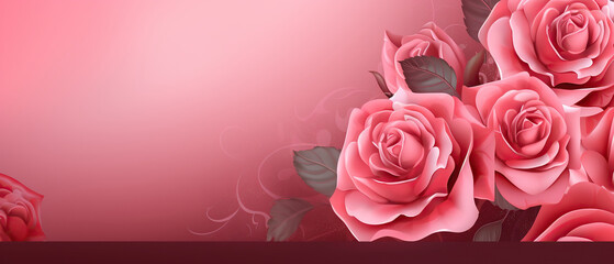 Pink roses background with copy space for your text. Vector illustration. 