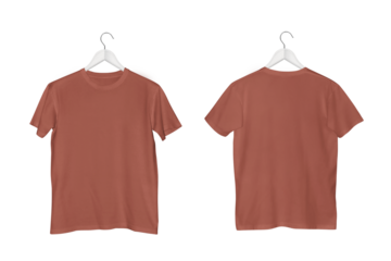 Mauve Cotton Kids' O-Neck Short Sleeve T-Shirt Displayed on White Wooden Hanger with Transparent Background