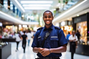 A security guard working in a shopping centre. - obrazy, fototapety, plakaty