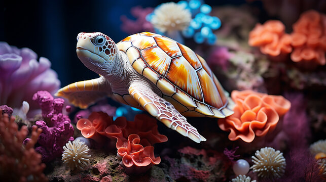 green sea turtle HD 8K wallpaper Stock Photographic Image 