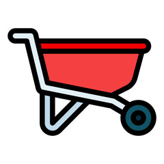 Wheelbarrow colorful filled line icon