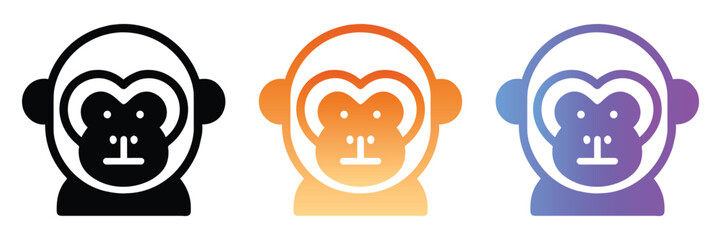 Monkey face vector icon, gradient illustration isolated on white background