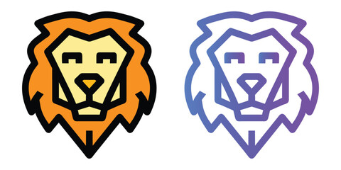 Lion head logo, animal wild cat face graphic, strong, power concept, element vector illustration isolated