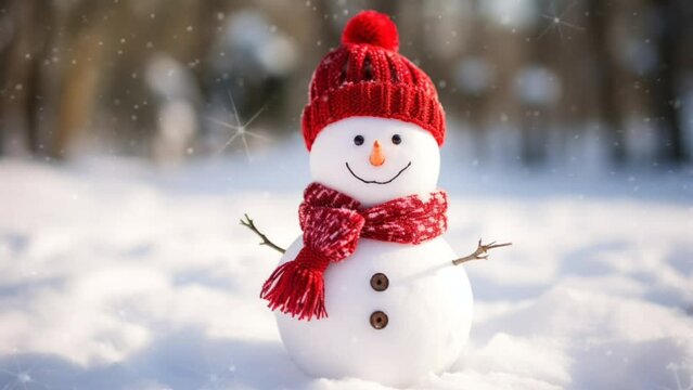 Winter concept with snowmen. seamless looping time-lapse virtual video animation background. Generated Al