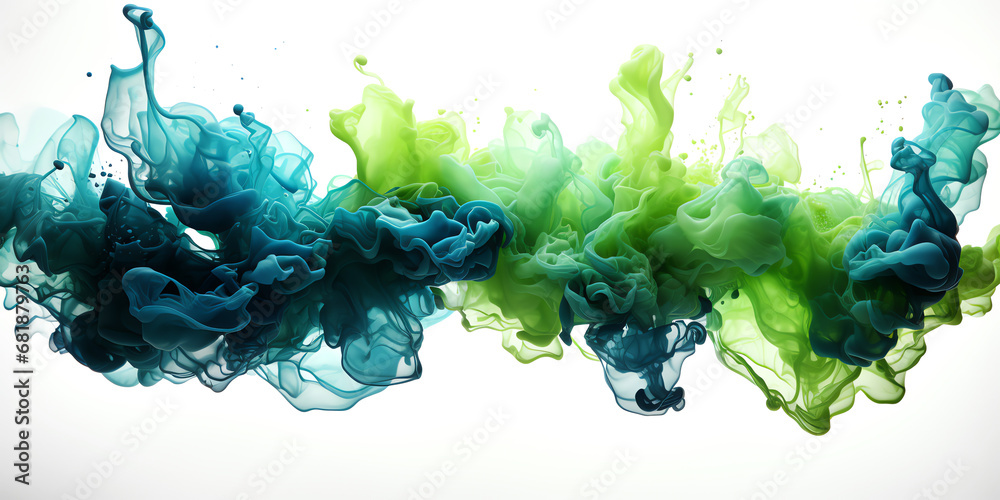 Wall mural green ink border liquid splash