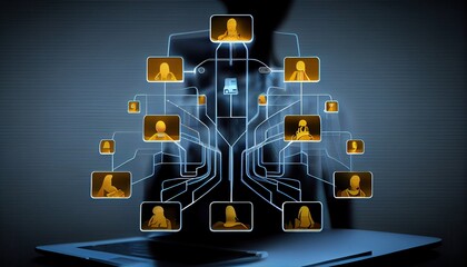 business hierarchy structure relations order subordination members process workflow automation flowchart virtual screen mindmap organigram management scheme implement diagram organisation abstract