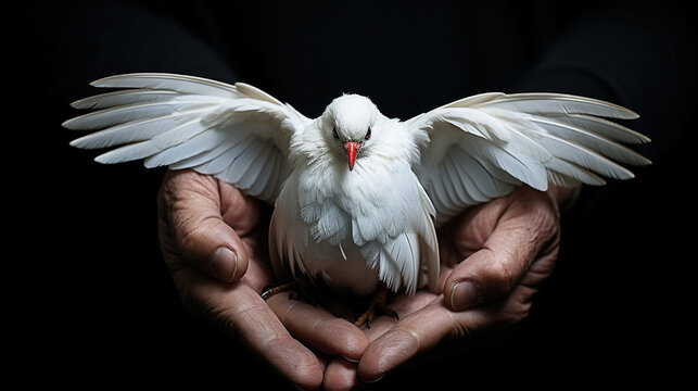 dove in hand HD 8K wallpaper Stock Photographic Image 