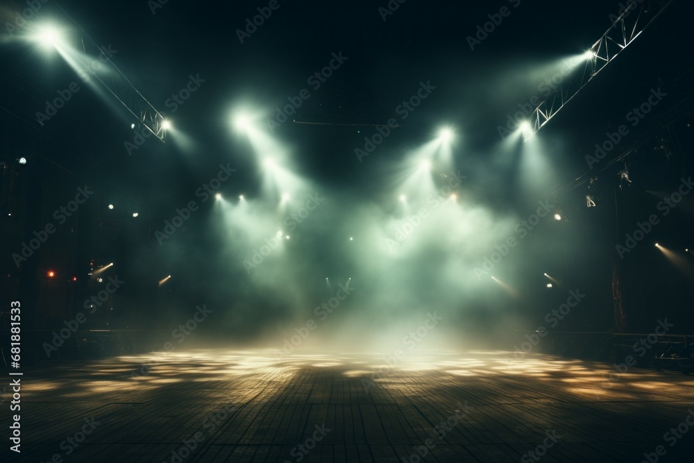 Wall mural Stadium arena with concert lights. Background with selective focus and copy space