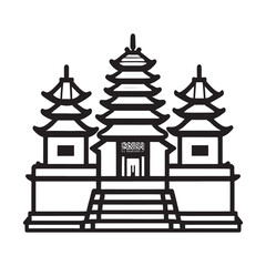 simple line illustration of balinese temple