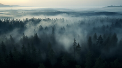 Morning mist over a forest