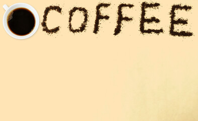 Mug of coffee and the word 