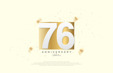 76th anniversary celebration, with numbers on elegant gold paper. Premium vector for poster, banner, celebration greeting.