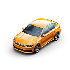 3D icon of a yellow car isolated on white background