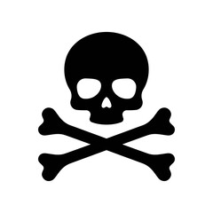 Skull and crossbones icon vector. Death symbol, danger or poison icon.Pirate flag attribute.  - obrazy, fototapety, plakaty